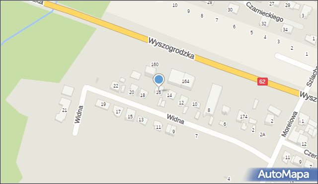 Płock, Widna, 16, mapa Płock