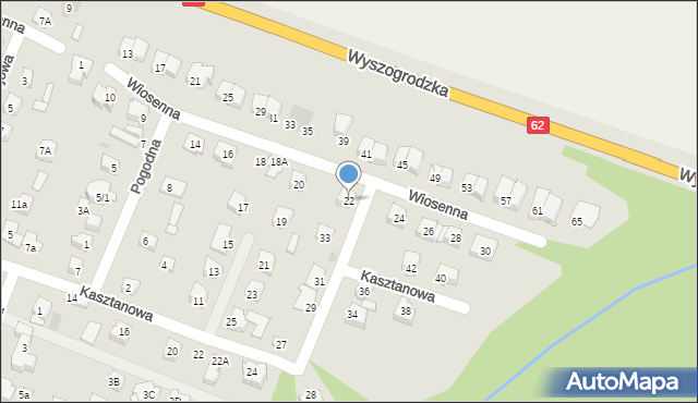 Płock, Wiosenna, 22, mapa Płock