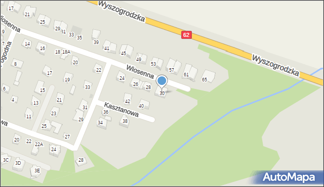 Płock, Wiosenna, 30, mapa Płock