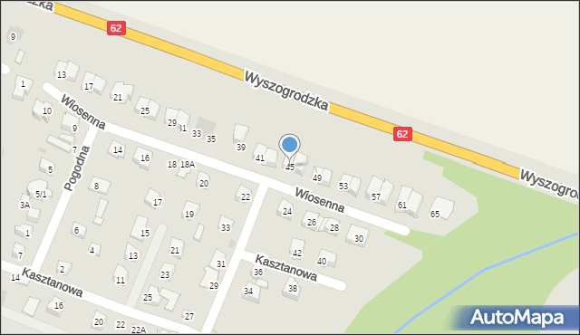 Płock, Wiosenna, 45, mapa Płock