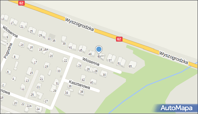 Płock, Wiosenna, 53, mapa Płock