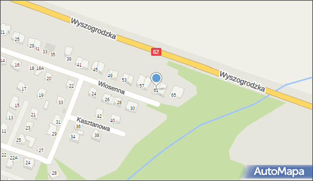 Płock, Wiosenna, 61, mapa Płock