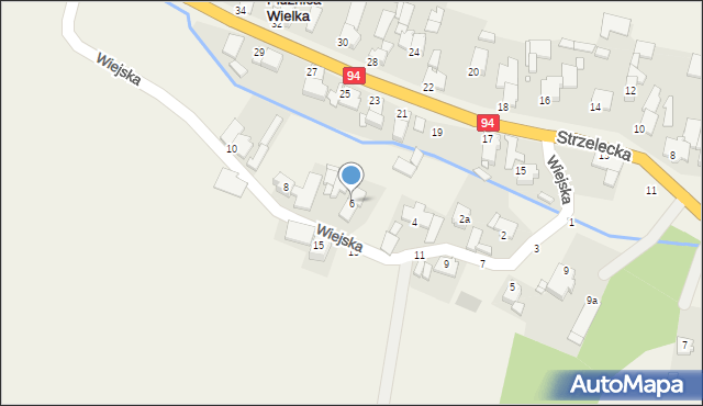 Płużnica Wielka, Wiejska, 6, mapa Płużnica Wielka