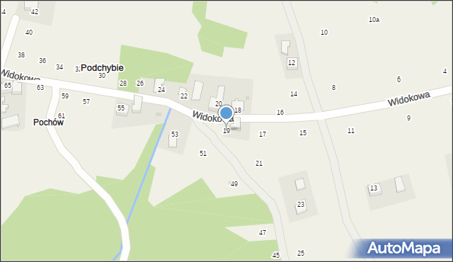 Podchybie, Widokowa, 19, mapa Podchybie