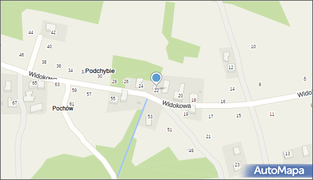 Podchybie, Widokowa, 22, mapa Podchybie