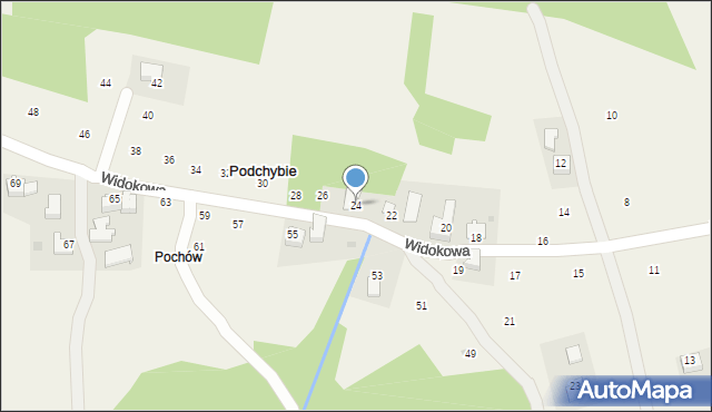 Podchybie, Widokowa, 24, mapa Podchybie