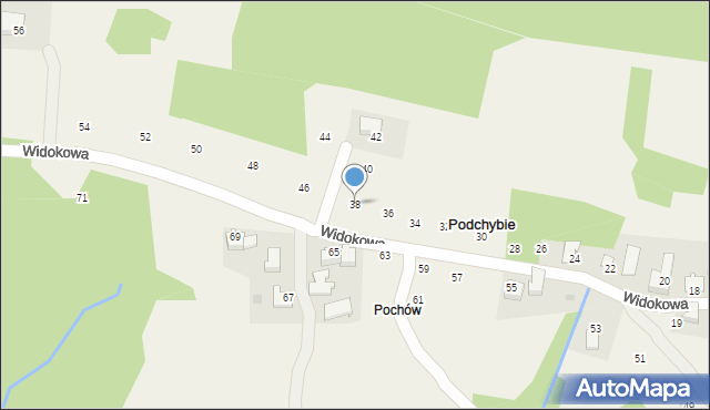 Podchybie, Widokowa, 38, mapa Podchybie