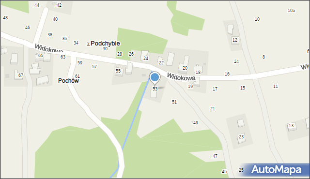 Podchybie, Widokowa, 53, mapa Podchybie