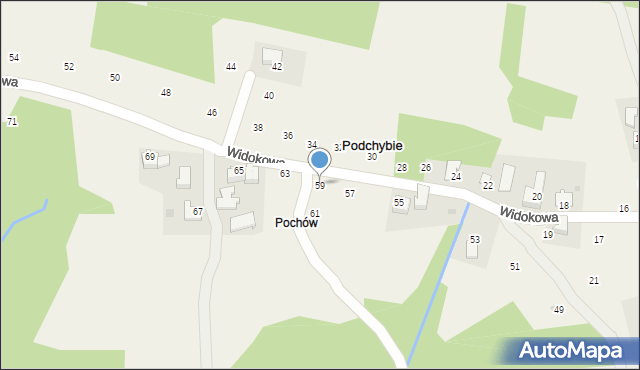 Podchybie, Widokowa, 59, mapa Podchybie