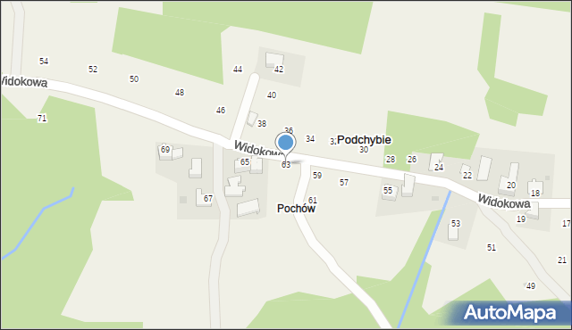 Podchybie, Widokowa, 63, mapa Podchybie