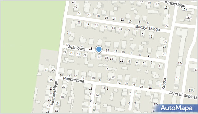 Poddębice, Wiśniowa, 17, mapa Poddębice