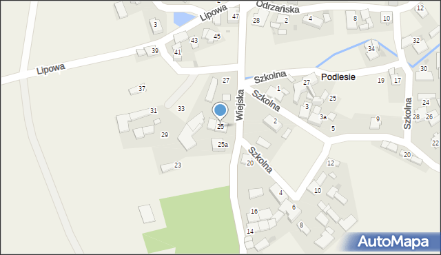 Podlesie, Wiejska, 25, mapa Podlesie