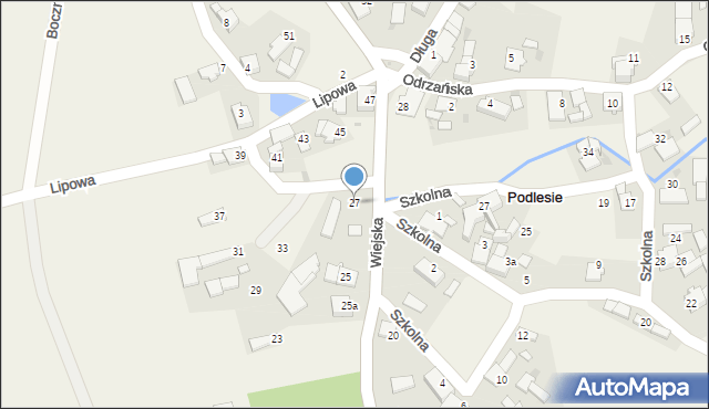 Podlesie, Wiejska, 27, mapa Podlesie