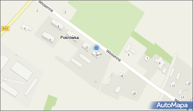 Pokrówka, Wiosenna, 14, mapa Pokrówka