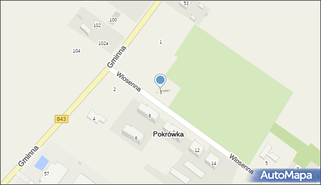 Pokrówka, Wiosenna, 3, mapa Pokrówka