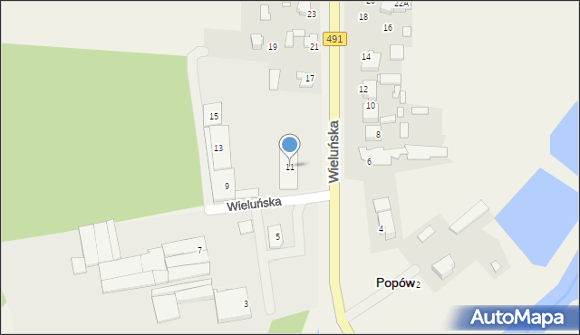 Popów, Wieluńska, 11, mapa Popów
