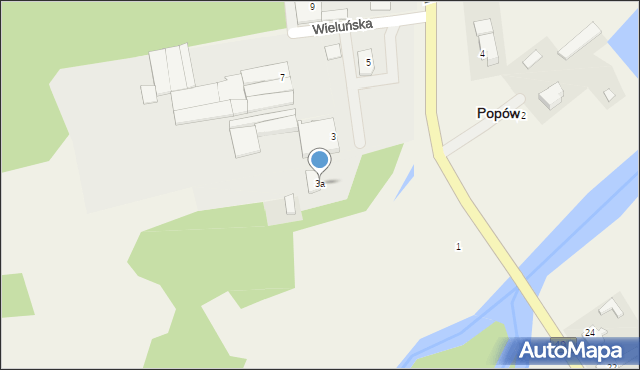 Popów, Wieluńska, 3a, mapa Popów