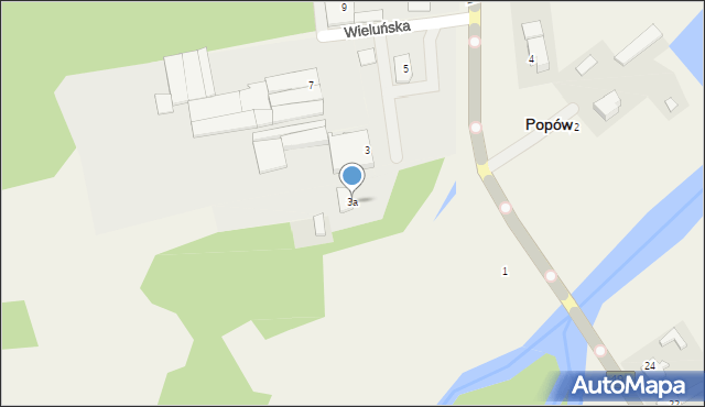 Popów, Wieluńska, 3a, mapa Popów