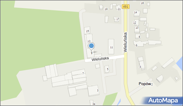 Popów, Wieluńska, 9, mapa Popów
