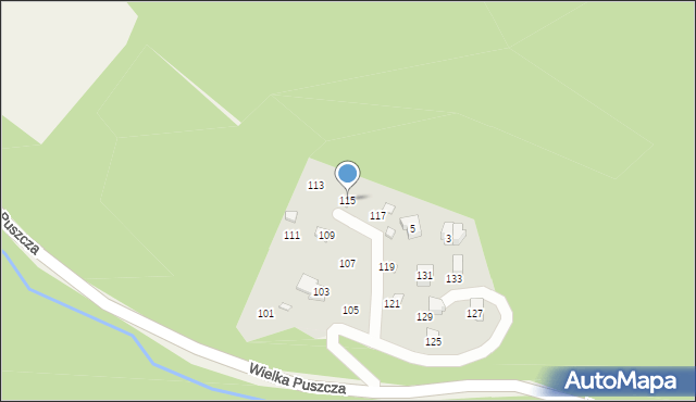 Porąbka, Wielka Puszcza, 115, mapa Porąbka