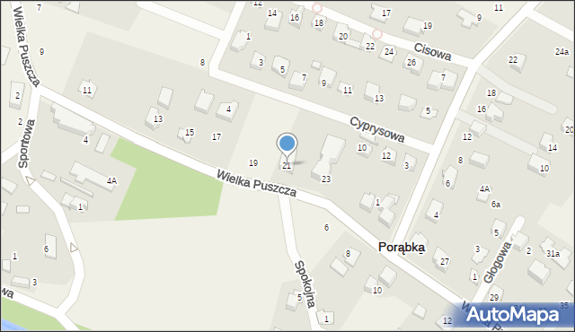 Porąbka, Wielka Puszcza, 21, mapa Porąbka