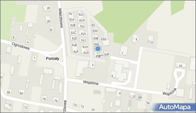 Porosły, Wierzbowa, 63E, mapa Porosły