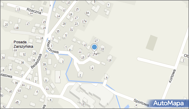 Posada Zarszyńska, Wierzbowa, 17A, mapa Posada Zarszyńska