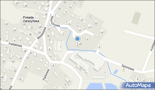 Posada Zarszyńska, Wierzbowa, 2, mapa Posada Zarszyńska