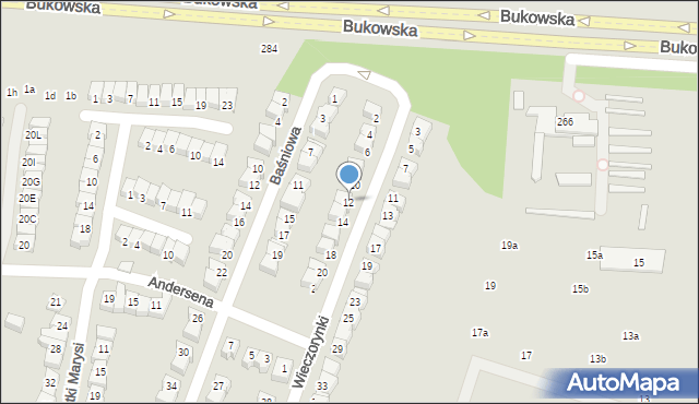 Poznań, Wieczorynki, 12, mapa Poznania