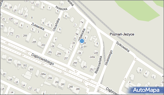 Poznań, Wisłocka, 4, mapa Poznania