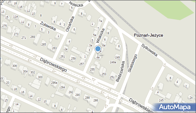 Poznań, Wisłocka, 4a, mapa Poznania