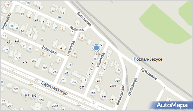 Poznań, Wisłocka, 5b, mapa Poznania