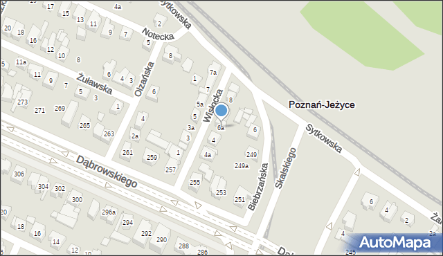 Poznań, Wisłocka, 6a, mapa Poznania