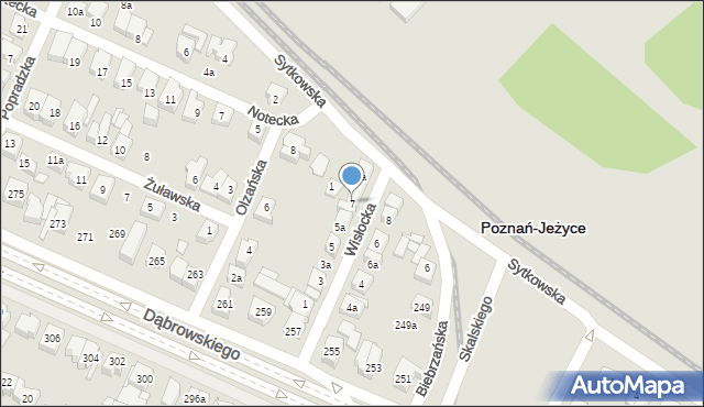 Poznań, Wisłocka, 7, mapa Poznania