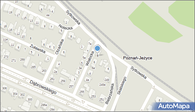 Poznań, Wisłocka, 8, mapa Poznania