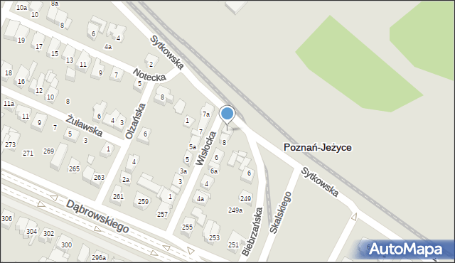 Poznań, Wisłocka, 8a, mapa Poznania