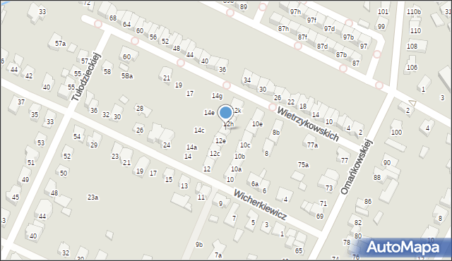 Poznań, Wicherkiewicz Marii, 12g, mapa Poznania