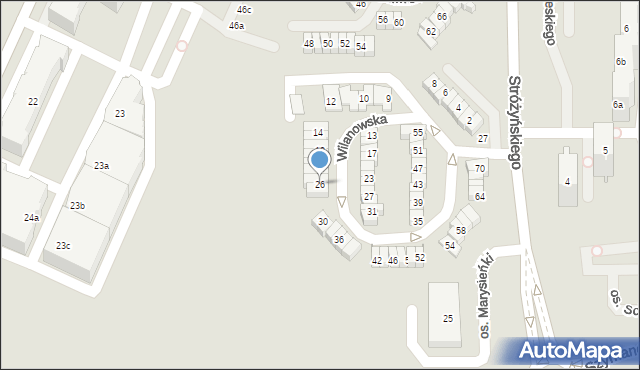 Poznań, Wilanowska, 26, mapa Poznania