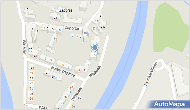 Poznań, Wieżowa, 73, mapa Poznania