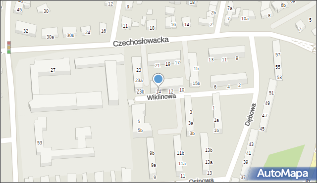 Poznań, Wiklinowa, 14, mapa Poznania