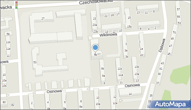 Poznań, Wiklinowa, 5b, mapa Poznania