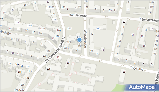 Poznań, Wierzbięcice, 65, mapa Poznania