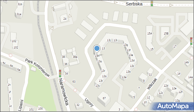 Poznań, Wilczak, 13n, mapa Poznania