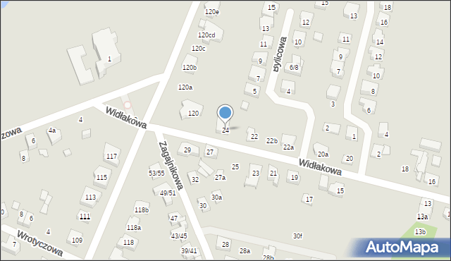 Poznań, Widłakowa, 24, mapa Poznania