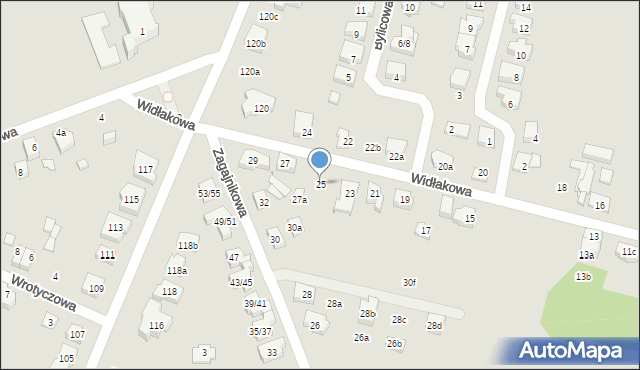 Poznań, Widłakowa, 25, mapa Poznania