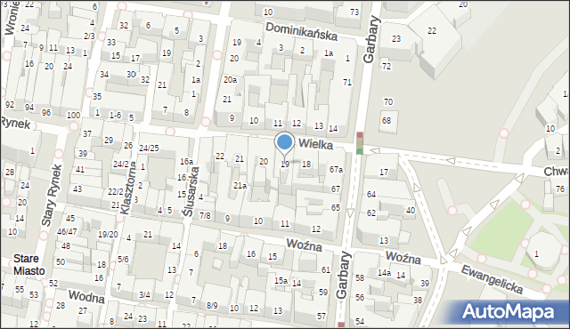 Poznań, Wielka, 19, mapa Poznania