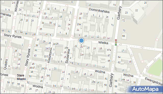 Poznań, Wielka, 21, mapa Poznania