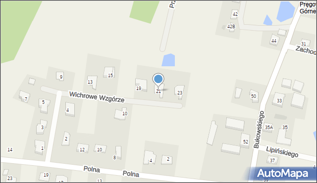 Pręgowo, Wichrowe Wzgórze, 21, mapa Pręgowo