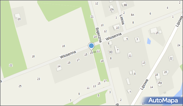 Pruszyn-Pieńki, Wiosenna, 13, mapa Pruszyn-Pieńki