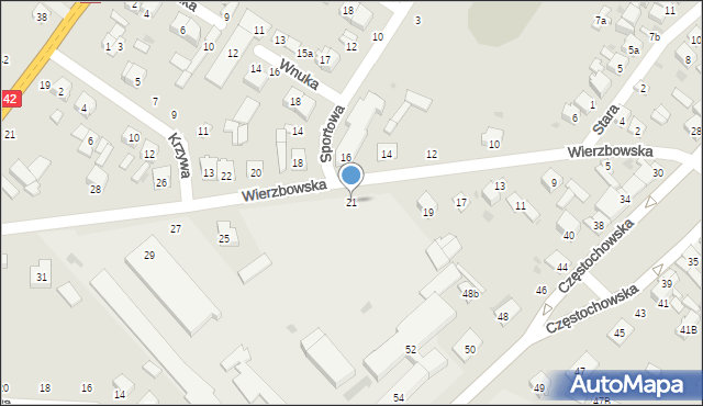 Przedbórz, Wierzbowska, 21, mapa Przedbórz